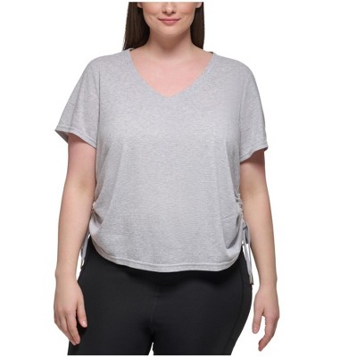 Calvin Klein Womens Textured Side Ruched Embellished T-Shirt