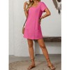 Coolmee Womens Solid Color Casual Summer Square Neck Short Sleeve Mini Dresses with Pockets - 4 of 4