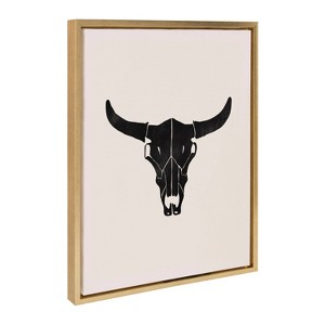 Kate & Laurel All Things Decor 18"x24" Western Skull Framed Canvas by Honey Island Studio Bright Gold - 1 of 4