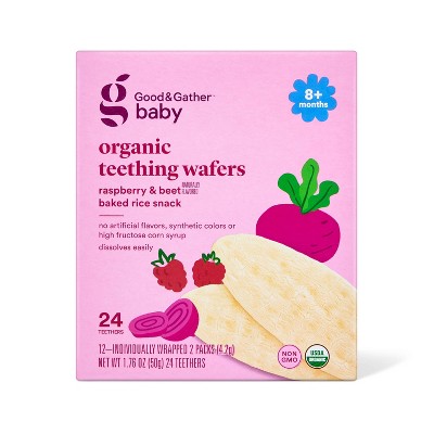 Organic Teething Wafers Baby Snacks - Raspberry Beet - 1.76oz - Good & Gather™