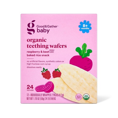 Organic Teething Wafers Baby Snacks - Raspberry Beet - 1.76oz - Good ...