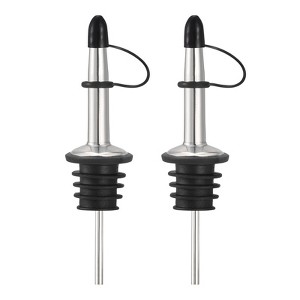 Unique Bargains Stainless Steel Leakproof Odorless Liquor Pourers with Rubber Dust Caps 2 Pcs Silver - 1 of 4