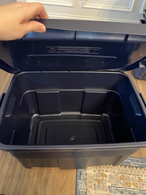 Rubbermaid Roughneck 10 Gallon Rugged Storage Tote In Dark Indigo Metallic  With Lid And Handles For Home, Basement, Garage, (6 Pack) : Target