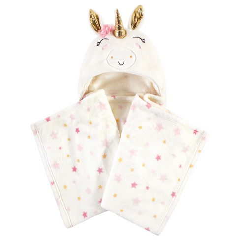 Luvable Friends Baby Girl Unicorn Themed Baby Bedding Set Unicorn Hooded Blanket One Size