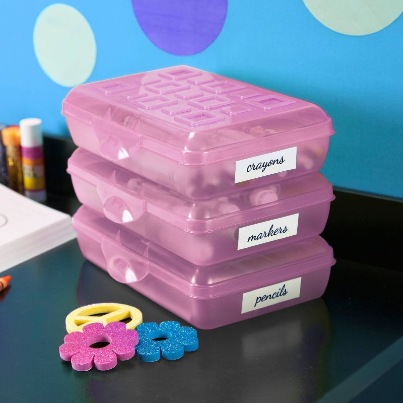 Sterilite Pencil Box Translucent Pink Glitter, 4 of 7