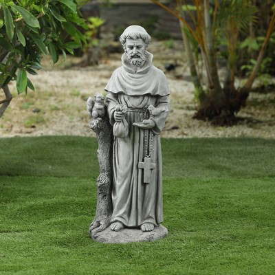 31" Gray Magnesium Oxide Saint Francis Garden Statue