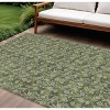 Olive Green Artichoke Green And Ivory Floral Washable Indoor Outdoor Area Rug - 2 of 4