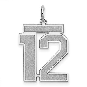 Black Bow Jewelry Sterling Silver, Jersey Collection, Large Number 12 Pendant - 1 of 4