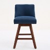 Counter Height Swivel Barstools, 26'' H Seat Height Upholstered Bar Stools Set of 2, Fabric in blue - 2 of 4