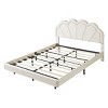 Queen Bed Frame And Headboard,Bed Floating With Led Lights,Velvet Fabric Bed,Elegant Floral Headboard-Cuddlewood - 3 of 4