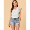 Allegra K Women's Ruffle Tops Casual V Neck Cap Sleeves Floral Blouse - 2 of 4