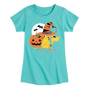 Girls' - Pokémon - Witch Pikachu With Candy Fitted Short Sleeve Graphic T-Shirt - 1 of 4