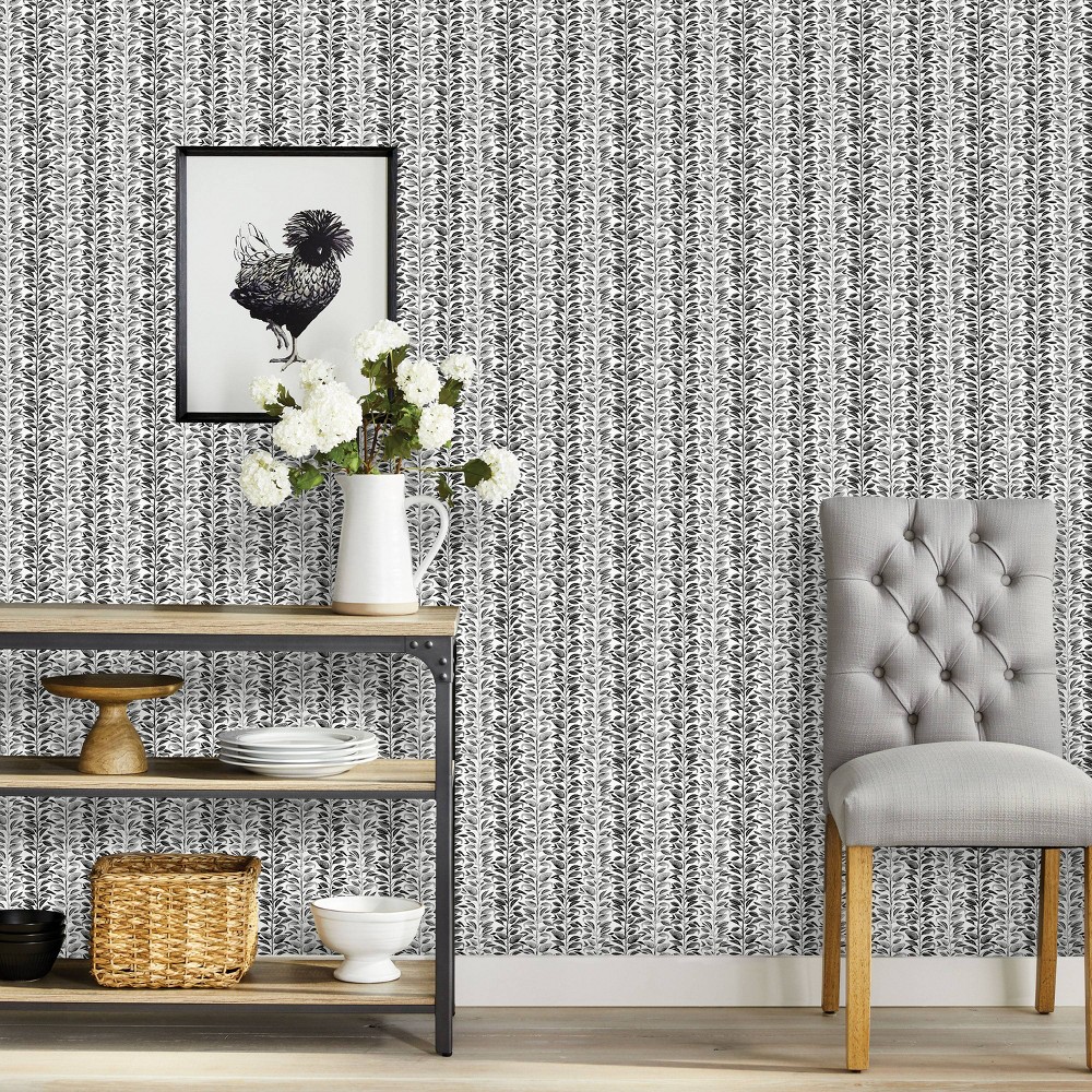 Photos - Wallpaper Vine Stripe Peel & Stick  Black - Threshold™