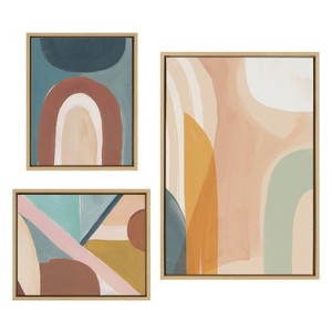 Kate and Laurel Sylvie Sunrise Over Marrakesh, Teotitlan Valley Study 1 and Teotitlan Valley Study 2 Framed Canvas, 3 Piece, Natural - 1 of 4