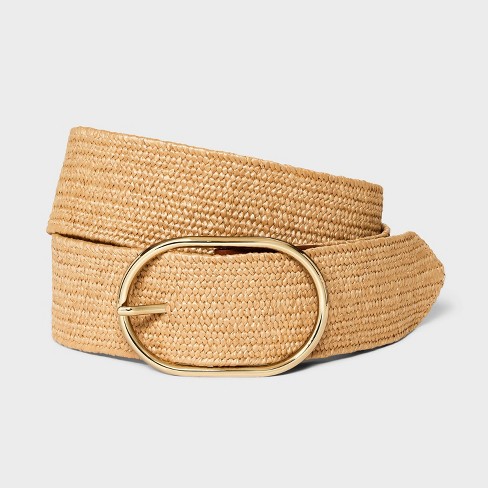 Round Buckle Woven Straw Belt - Khaki – Cave Woman Australia