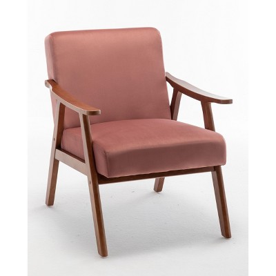 Ridstar Pink Accent Chair Extra-Thick Backrest with Solid Wood Frame, Wingback Chair for Bedroom, Reading Room