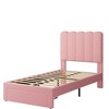Twin Bed Frame with Storage Drawer and Headboard, Velvet Upholstered Twin Platform Bed Frame for Girls - 2 of 4