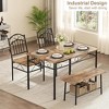 Dining Table Set, Industrial Dining Room Table & Chairs 4pcs, Kitchen Table Set Bench for Apartment,Home, Kitchen, Dining Room, Brown - 3 of 4