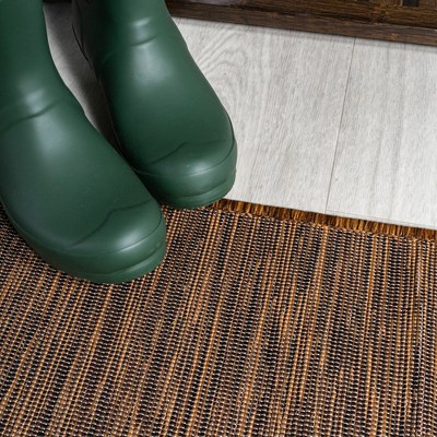 Modern Flatweave Solid Brown Synthetic Area Rug - Easy Care