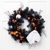 Northlight Ornaments and Ghost Halloween Twig Pine Wreath - 24" - Orange and Black - Unlit - 2 of 4