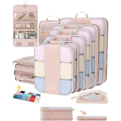 10 Set Compression Packing Cubes Travel Essentials,Compressible Expandable Packing Cubes Suitcase