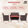 Jojoka 4-Piece Patio Furniture Set, All-Weather Rattan Chairs with Cushions and Glass Table, Outdoor Wicker Conversation Set for Porch, Lawn, Garden - 3 of 4