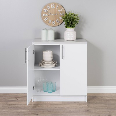 Freestanding White Office Storage Cabinet with Adjustable Shelving