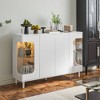 FUFU&GAGA White Versatile Glass Display Case with LED Lighting Sideboard - 4 of 4