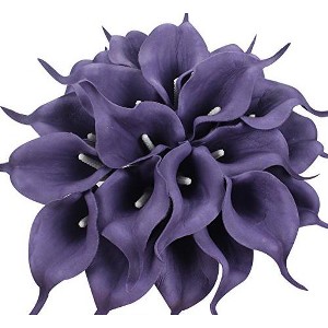 Duovlo 20pcs Calla Lily Bridal Wedding Bouquet Lataex Real Touch Artificial Flower Home Party Decor (Purple) - 1 of 4