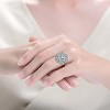 Guili White Gold Plated Oval Cocktail Ring with Clear Cubic Zirconia Snowflake Cluster – A Sparkling Statement Piece with Intricate Design - 3 of 4