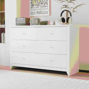 SUGIFT 6 Drawer Double White Dresser - 1 of 3