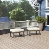 Heynemo 2 Pieces Aluminum Outdoor Patio Ottoman Set, Outdoor Foot Stools with Thick Cushion, Small Seat Furniture for Porch Balcony Backyard, Grey - 4 of 4