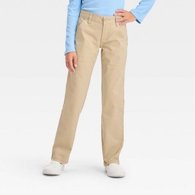 Girls' Straight Fit Pants - Cat & Jack™ Khaki 14