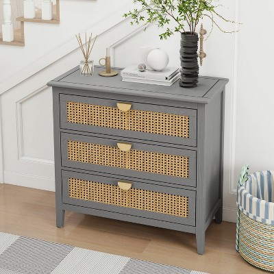 Srorage Cabinet, Natural Rattan, American Furniture, Suitable for Bedroom, Living Room, Study