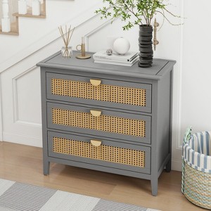 Srorage Cabinet, Natural Rattan, American Furniture, Suitable for Bedroom, Living Room, Study - 1 of 4