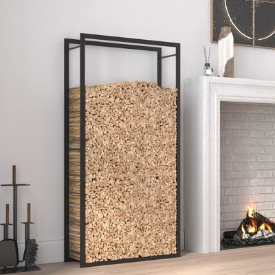 vidaXL Firewood Rack Matt Black 31.5 in.x11 in.x60.6 in. Steel