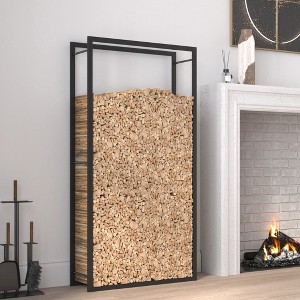 vidaXL Firewood Rack Matt Black 31.5 in.x11 in.x60.6 in. Steel - 1 of 4