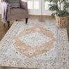 Vintage Area Rugs Washable Living Room Rug Oriental Medallion Floor Cover Non-Slip Low Pile Distressed Carpet Ultra-Thin Throw Rugs - 2 of 4