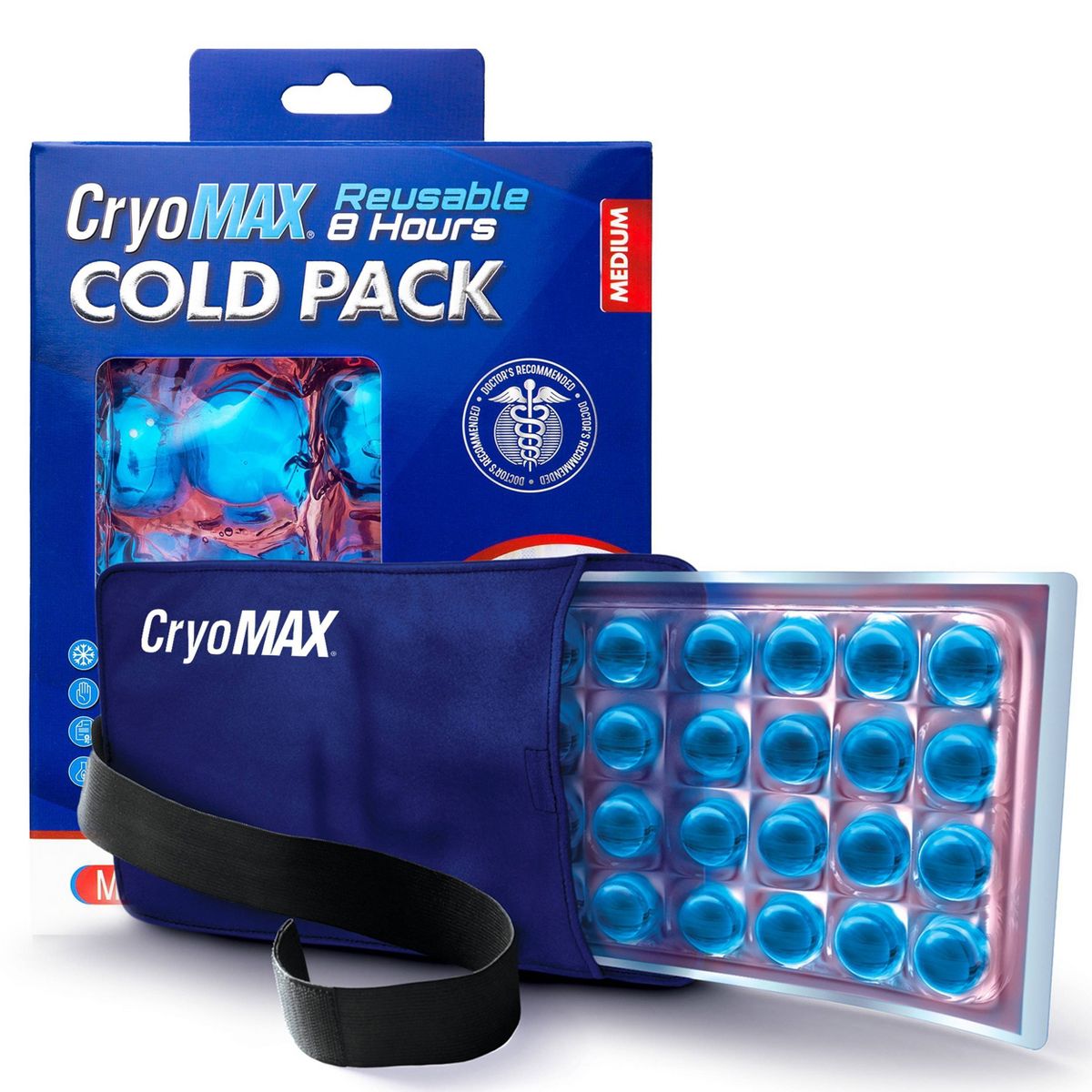Cryo-MAX reusable cold therapy pack with adjustable support wrap