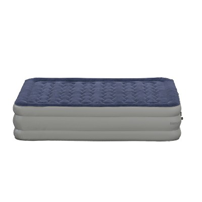 Queen Size Gray and Blue Inflatable Air Mattress with Electric Pump