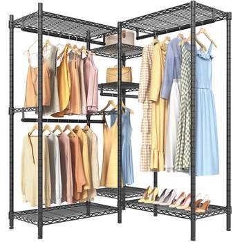 Justroomy Heavy Duty Clothes Rack Freestanding Wire Garment Rack Closet ...