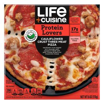 Life Cuisine Protein Lovers Gluten Free Frozen Cauliflower Crust Three Meat Pizza - 6oz