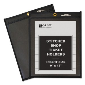 C-Line Shop Ticket Holders Stitched One Side Clear 75" 9 x 12 25/BX 45912 - 1 of 4