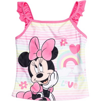 Disney Mickey Mouse & Friends Minnie Mouse Little Girls Tankini Top Bikini Bottom and Scrunchie 3 Piece Swimsuit Set Pink 4 — фото 3