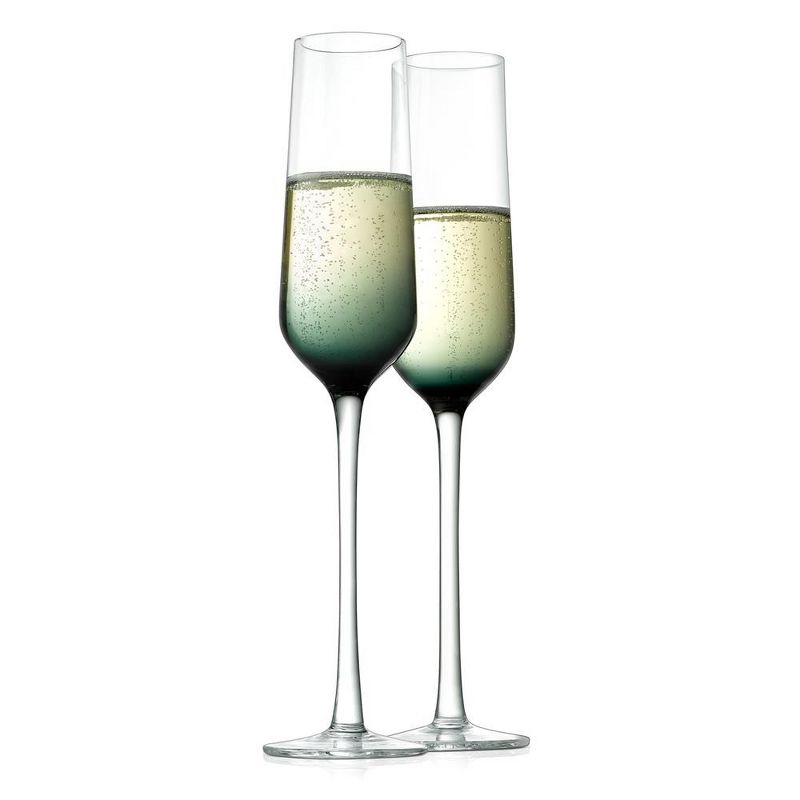 NutriChef 2 Pcs. of Crystal Champagne Flutes - Ultra Clear, Elegant Champagne Glasses, Hand Blown, 1 of 4
