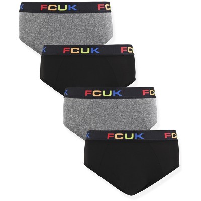 French Connection Men's 4 Pack 360 Stretch Hip Briefs - Premium Underwear for Men in Black, Grey (Colored Logo) Size: XX Large