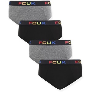 French Connection Men's 4 Pack 360 Stretch Hip Briefs - Premium Underwear for Men in Black, Grey (Colored Logo) Size: XX Large - 1 of 4