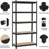 5-Tier Utility Shelves, Metal Storage Shelves Garage Shelving Unit Adjustable Garage Storage Shelves Storage Racks Heavy Duty Shed Shelving- Black - 3 of 4