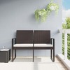 vidaXL 2-Seater Patio Bench with Cushion, Brown PP Rattan - 2 of 4