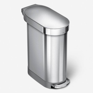 simplehuman 45L Slim Step Steel Trash Can - 1 of 4